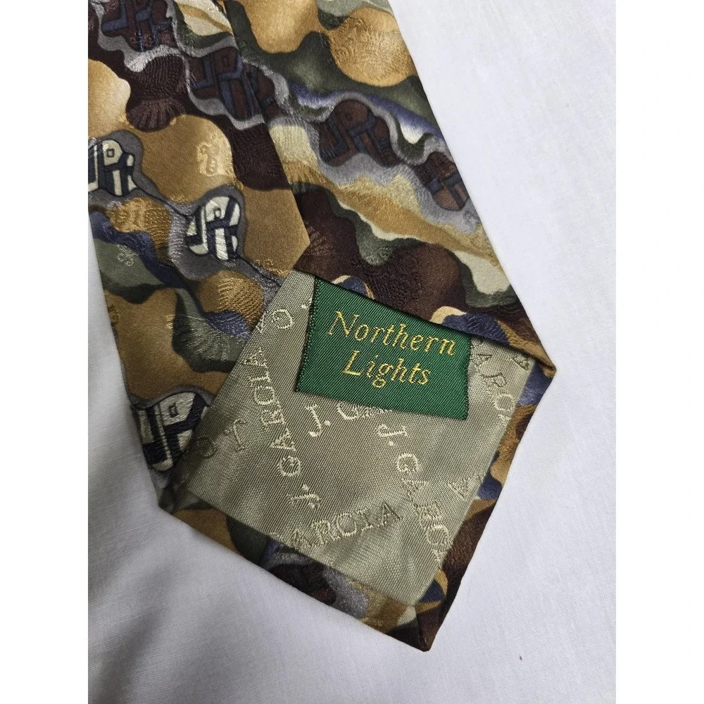 J. Garcia Tie‎ Mens One Size Multicolor Northern Lights Silk Made USA Stonehenge